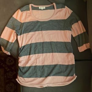 Pink Rose 3x pink and grey striped sweater